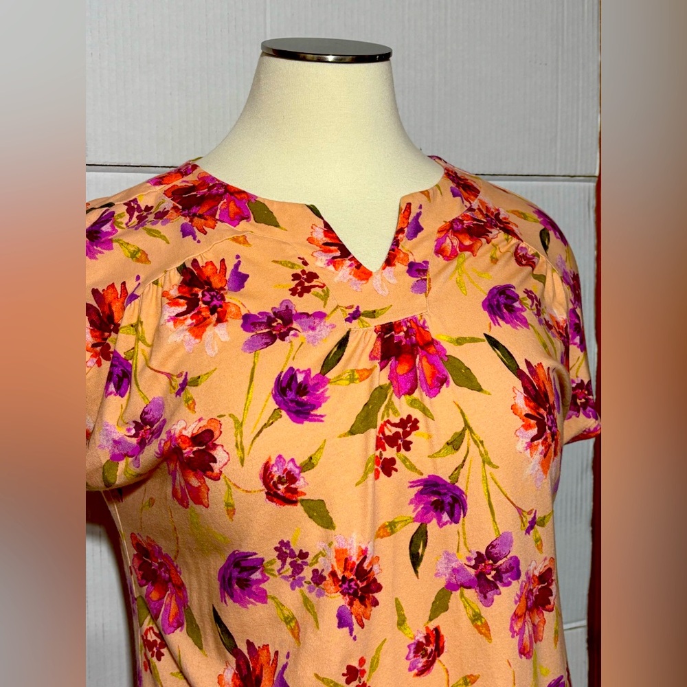 Denim & Company 1X Floral Women's Top - Multicolor 27” length 23” p2p - Picture 3 of 7